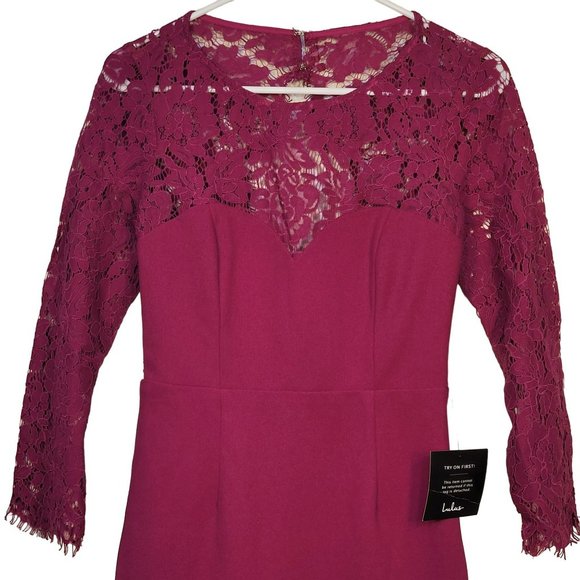 NWT Lulus Size Small Pink Dress Lace Top Cut Out Back NEW Party Evening Lined - Picture 2 of 9